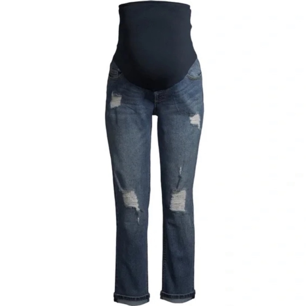 Women's Maternity Boyfriend Jeans with Full Panel - Picture 1 of 6